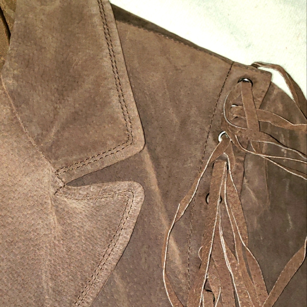 SCULLY DARK BROWN FRINGED SUEDE COAT